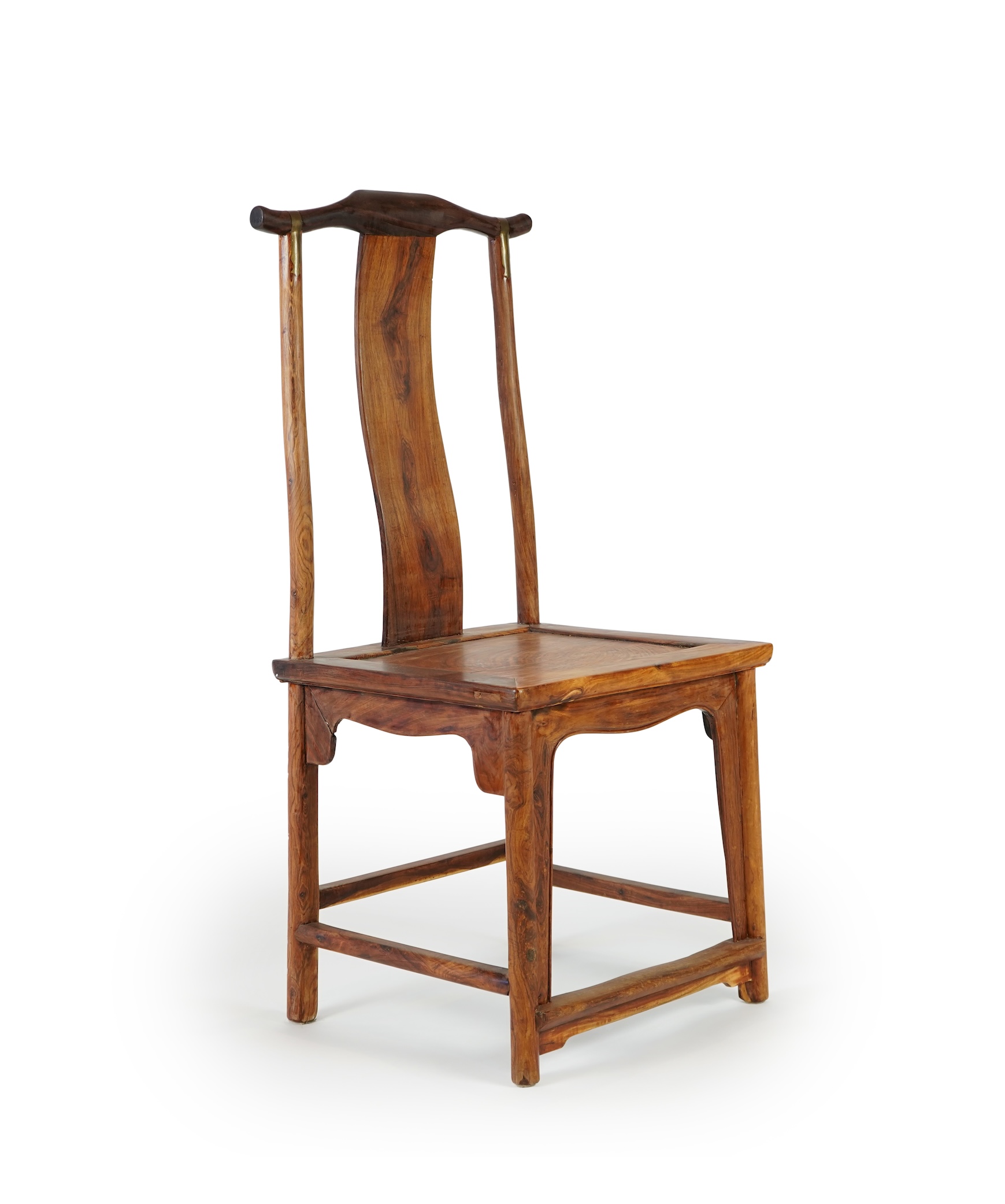 A Chinese huanghuali yoke-back side chair, denguayi, Qing dynasty